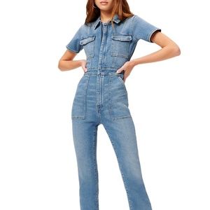 Good American Fit For Success Jumpsuit Blue Denim NWT